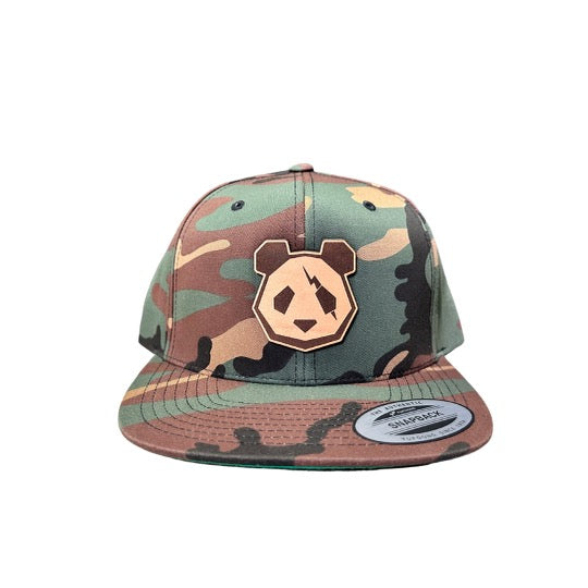 Premium Leather Patch Snap Back Hats (Lightning Bolt Panda Head)