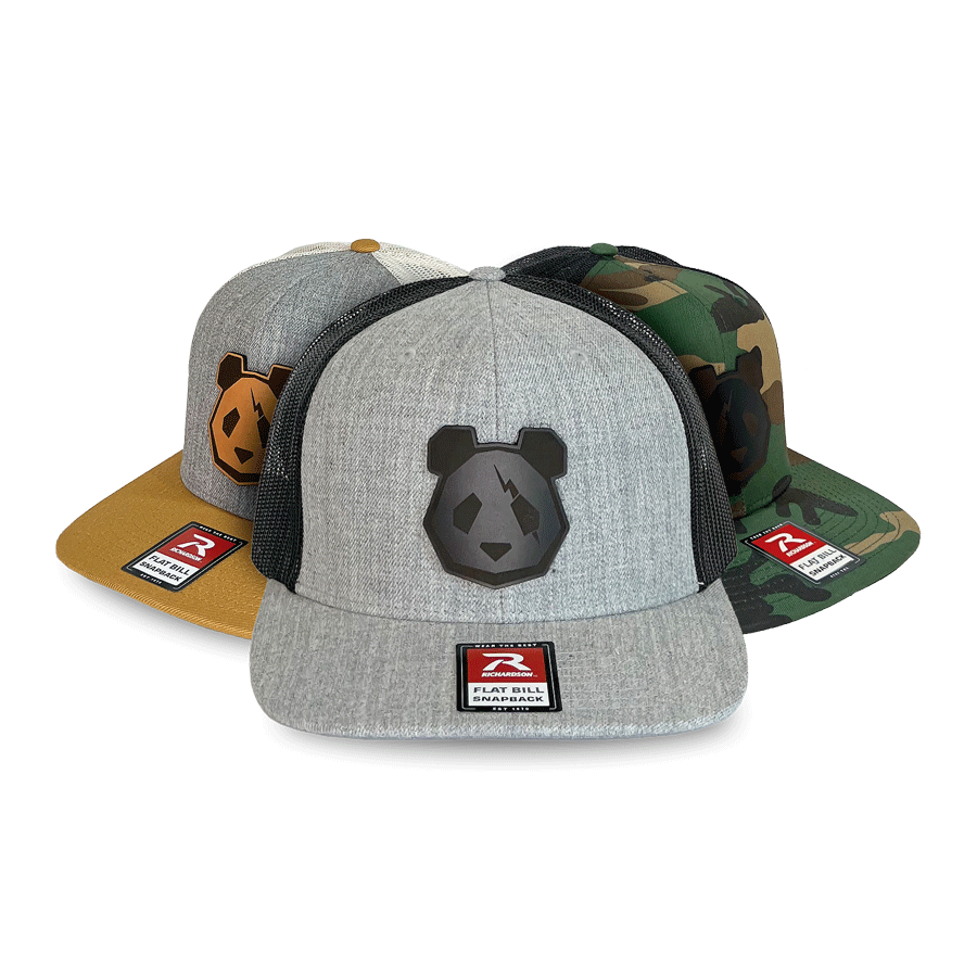 Premium Leather Patch Snap Back Hats (Lightning Bolt Panda Head)