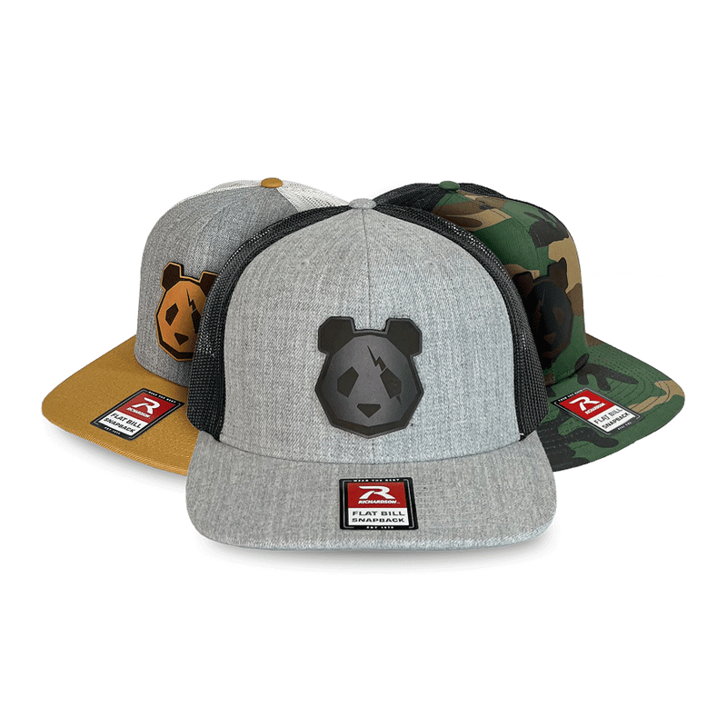 Premium Leather Patch Snap Back Hats (Lightning Bolt Panda Head)