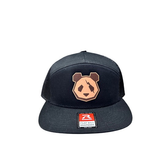 Premium Leather Patch Snap Back Hats (Lightning Bolt Panda Head)