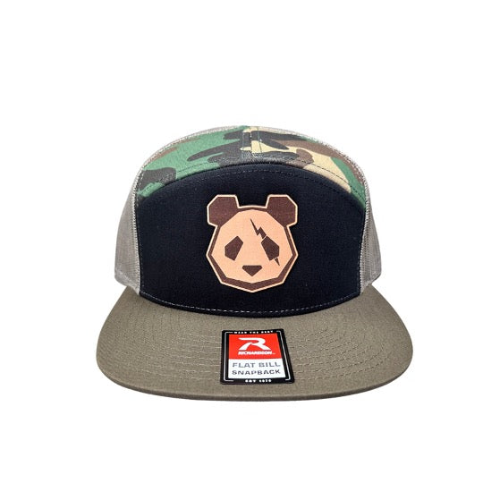 Premium Leather Patch Snap Back Hats (Lightning Bolt Panda Head)