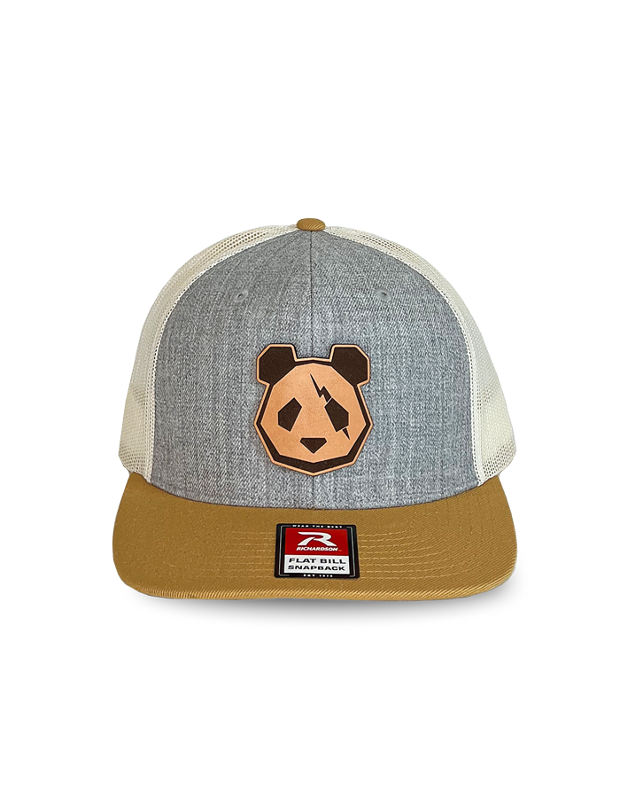 Premium Leather Patch Snap Back Hats (Lightning Bolt Panda Head)