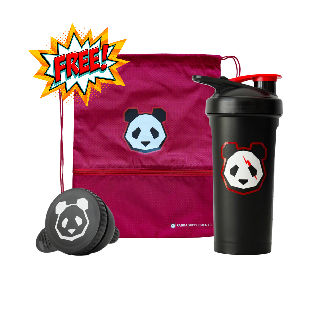 Gym Drawstring Bag + Black Shaker + Funnel Colors May Vary!